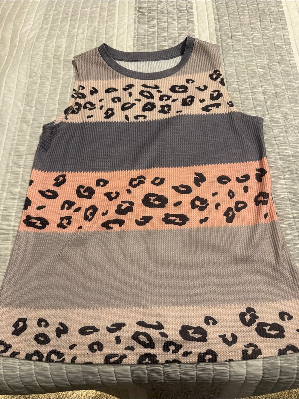 Sleeveless Leopard Stripe Knit Tank - Pink, Gray, Black
